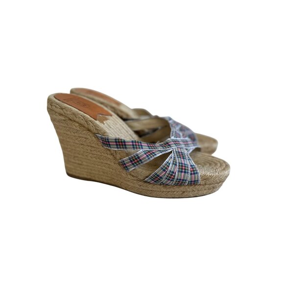 STUBBS & WOOTTON Plaid Spring Espadrille Wedges Sandals Size 40 - Picture 4 of 10
